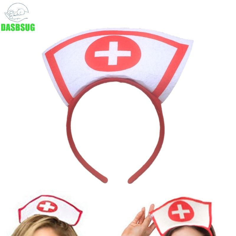 Dasbsug Cosplay Mũ Y Tá Băng Đô Dự Tiệc Trang Phục Halloween Băng Đô Tóc Phụ Kiện Tóc