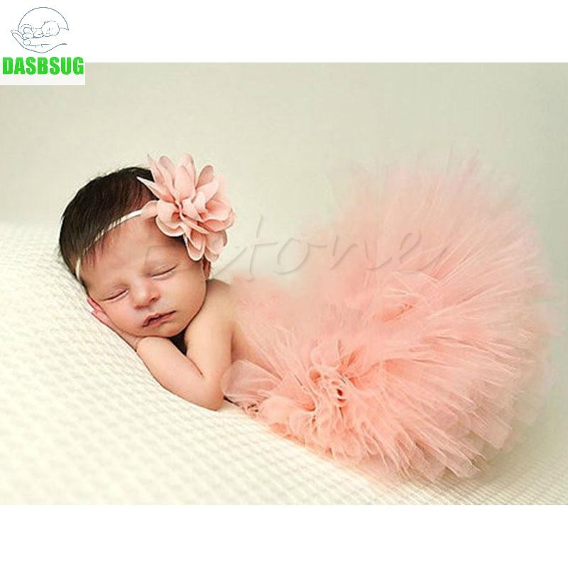 Dasbsug Sơ Sinh Bé Gái Đạo Cụ Chụp Ảnh Bé Gái Công Chúa Tutu Váy Đầu Bé Gái Mới Sinh Ảnh Pettiskirt Fotog