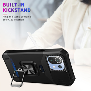 Dành Cho Xiaomi Mi 11 Lite 5G / 5G NE Ốp Lưng Có Trượt Camera Bao Đựng Thẻ Vòng Chân Đế Chịu Lực Bảo Vệ Mỏng Bao