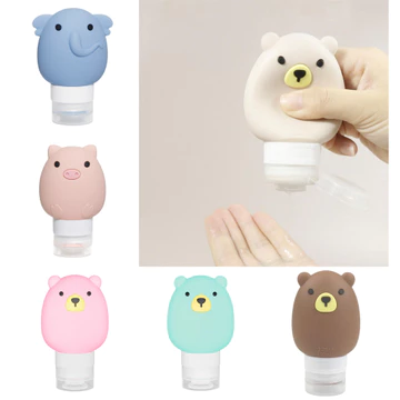 1pc 60ml / 70ml Gấu Dễ Thương Silicone Kích Thước Du Lịch Bộ Chai Cho Đồ Vệ Sinh, Hộp Đựng Du Lịch Chống Rò Rỉ Có Thể Đổ Lại Phụ Kiện Thiết Yếu Du Lịch