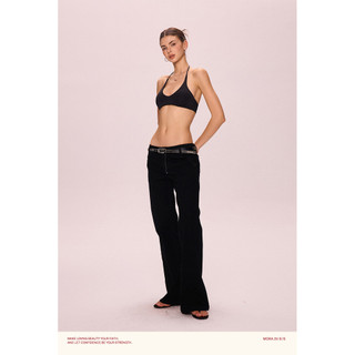 Áo cổ yếm buộc dây thể thao lưng trần có đệm mút – Áo tập gym yoga bikini co giãn cao (Màu đen)