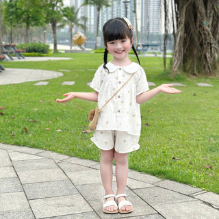 [8-26kg] Set Bộ Hè Xô Linen Xịn Cộc Tay Mềm Cho Bé Gái Đi Học Đi Chơi- Trắng Tim Nâu