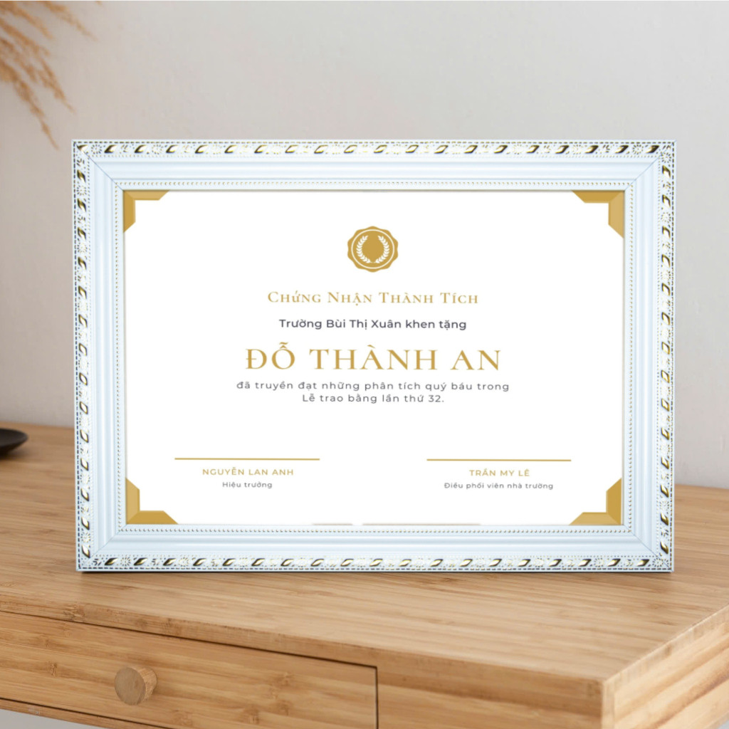 Khung Ảnh - Khung Bằng Khen 21X30cm(A4) /25x35cm(B4)/ 30x42cm(A3) Viền Cổ Điển Treo Tường Để Bàn NS