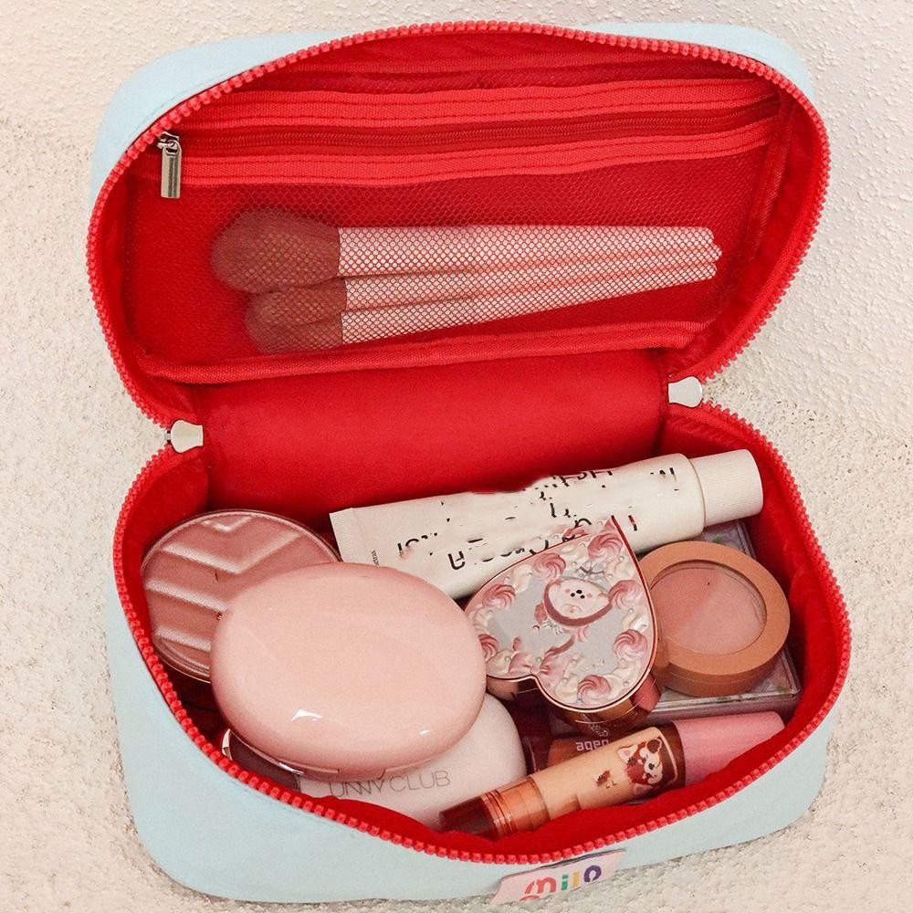 Túi xách mỹ phẩm SAIA Macaron dung tích lớn, túi giặt cầm tay du lịch màu tương phản