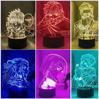 GC9 JUJUTSU KAISEN Đèn 3D Đèn Ngủ Anime USB Chiếu Sáng LED Gojo Satoru Itadori Yuji Văn Phòng DeskLight USB Remote Gi