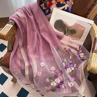 Khăn lụa thêu tinh tế Quà tặng nữ Mô phỏng Khăn choàng lụa dâu tằm Khăn choàng mẹ