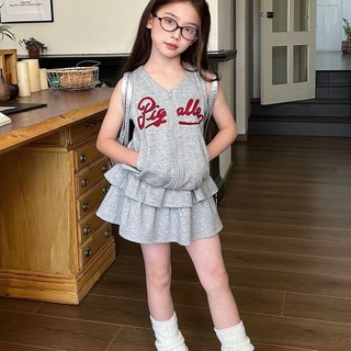 Set áo gile croptop + chân váy tầng bé gái – Phong cách Mỹ cá tính, thời trang mùa hè