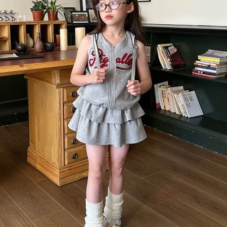 Set áo gile croptop + chân váy tầng bé gái – Phong cách Mỹ cá tính, thời trang mùa hè