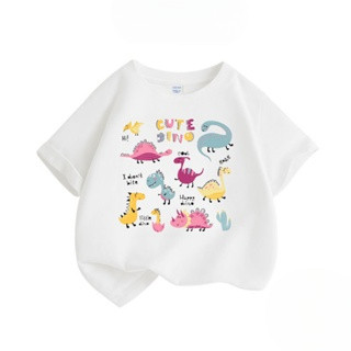 2D Khủng long t-shirt cho trẻ em tuổi 7-12 mềm mại & thoáng khí mùa hè thường TEE cho bé trai