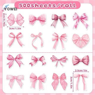 YOWEI 500 Tờ Hoạt Hình Thời Trang Nơ Dán Hồng Nơ Niêm Phong Dán Sáng Tạo DIY Trang Trí Dán Trẻ Em Phần Thưởng Nhãn Quà Tặng VN