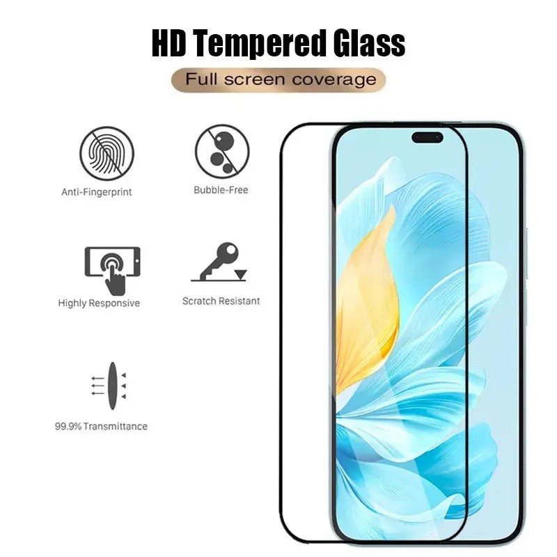 Phim Kính Cường Lực Cạnh Đen 100D HD Cho Honor Magic 7 4 2 Lite GT Pro Chống Trầy Xước Chống Cháy Nổ Cho Honor 400 300 200 90 Lite Smart GT Kính Bảo Vệ Màn Hình