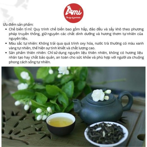Trà Nhài Ami Jasmine Tea Gói 500g - Lý Tưởng Cho Pha Trà Chanh, Trà Trái Cây, Trà Sữa