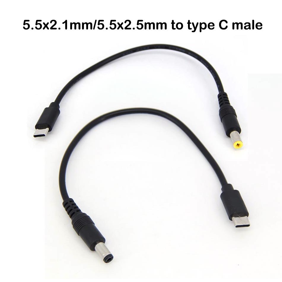 0.2m USB Type C Nam sang DC Nam 5.5X2.5mm 5.5x2.1mm 5V 3A 15W USB Jack Cắm Nguồn Cáp Sạc Nối Dài Cho camera Router VN20B