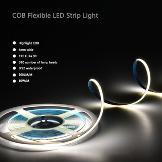 Dải đèn LED COB DC 5V 12V 24V 320 đèn LED / m Mật độ cao Đèn LED COB linh hoạt 8MM PCB Thanh đèn tuyến tính Đồng phục sáng Không có điểm để trang trí nhà cửa trong nhà Đồ dùng chiếu sáng DIY