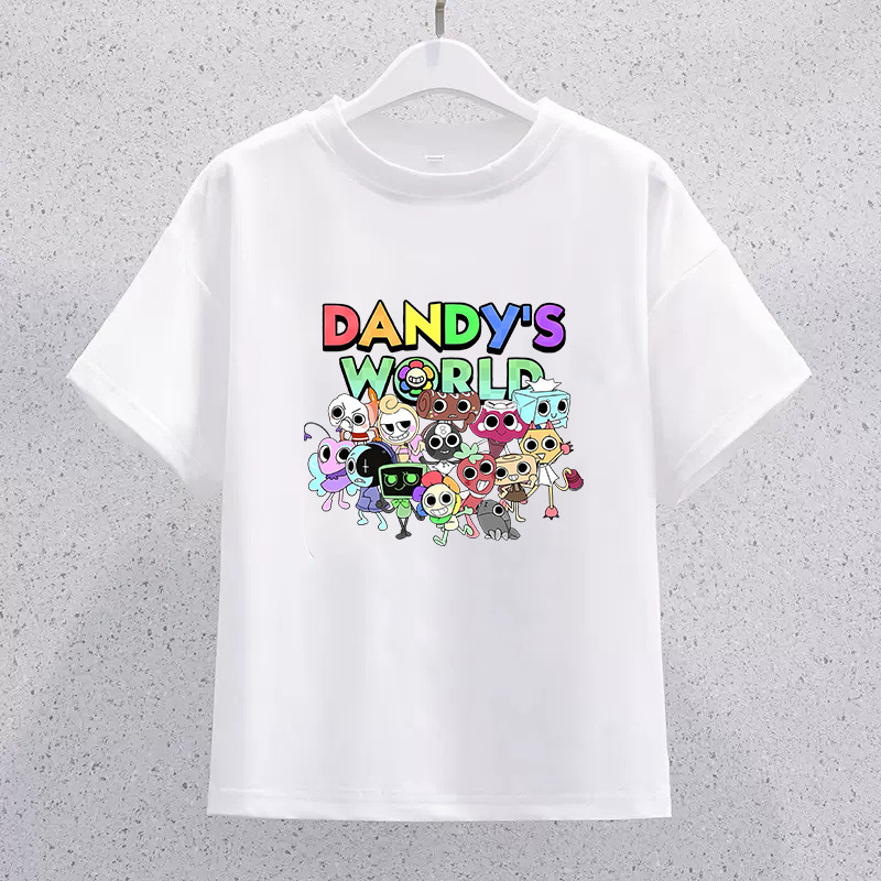 2025 Trẻ Em Theo Chủ Đề Trò Chơi Dandy Thế Giới Áo Thun Thường Ngày In Hình Hoạt Hình Mùa Hè Áo Chui Đầu