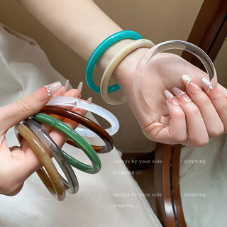 Vòng tay acrylic lưỡi rộng thông thường dành cho nữ mùa hè phong cách retro hình dạng hình học người bạn thân nhất trang trí tay