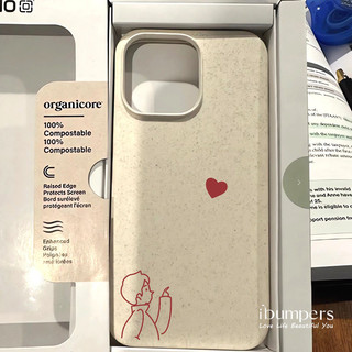 ibumpers Ốp Điện Thoại iPhone Họa Tiết Cặp Đôi Lãng Mạn Đơn Giản Cho IPhone 16 15 14 12 13 11 Pro Max IP 7 8 Plus X XS XR Ốp Lưng Ống Hút Lúa Mì Phân Hủy Thân Thiện Với Môi Trường