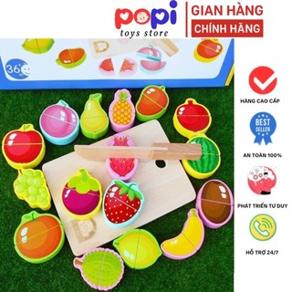 Đồ Chơi Cắt Trái Cây, Rau Củ Bằng Gỗ Bộ Đồ Chơi Nam Châm Cắt Hoa Quả Có Thể Tái Sử Dụng Dành Cho Bé