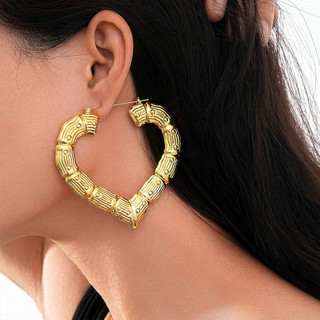 Hình Trái Tim Vòng Bông Tai Tre Thiết Kế Chung Vòng Tròn Tai Trang Sức Quà Tặng Cho Tiệc Du Lịch Trang Trí Đám Cưới