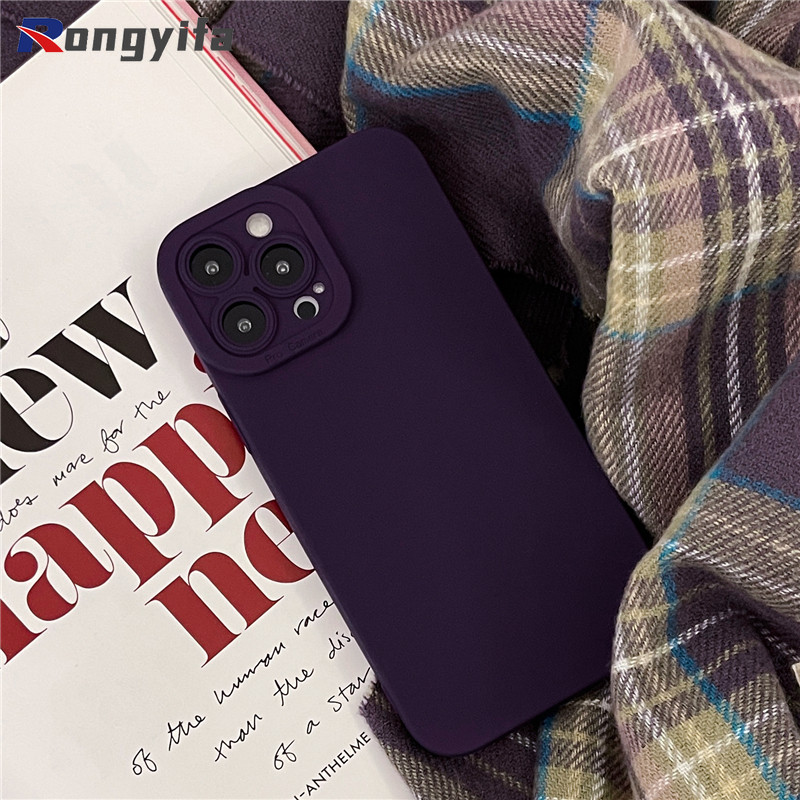 Vỏ Màu Tím Chắc Chắn Cho OPPO A5 A3X A40 A3 Pro A60 A98 A1 A79 A2 Pro A78 A58 A18 A38 A16S A54S A96 A76 A36 A92 A72 A52 5G 4G Đơn Giản Sang Trọng Ốp lưng TPU Mềm Chống Sốc