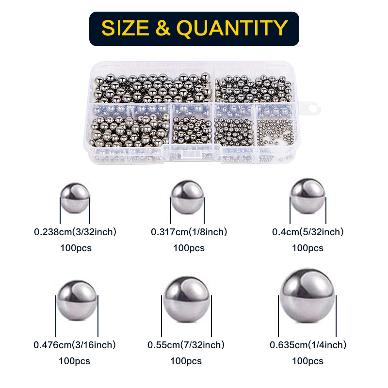 600 Chiếc, 6 Kích Thước 1 / 4 "- 3 / 32" Sae Chính Xác Thép Chrome Các Loại Rời Xe Đạp Vòng Bi Bộ Phân Loại (Sae)