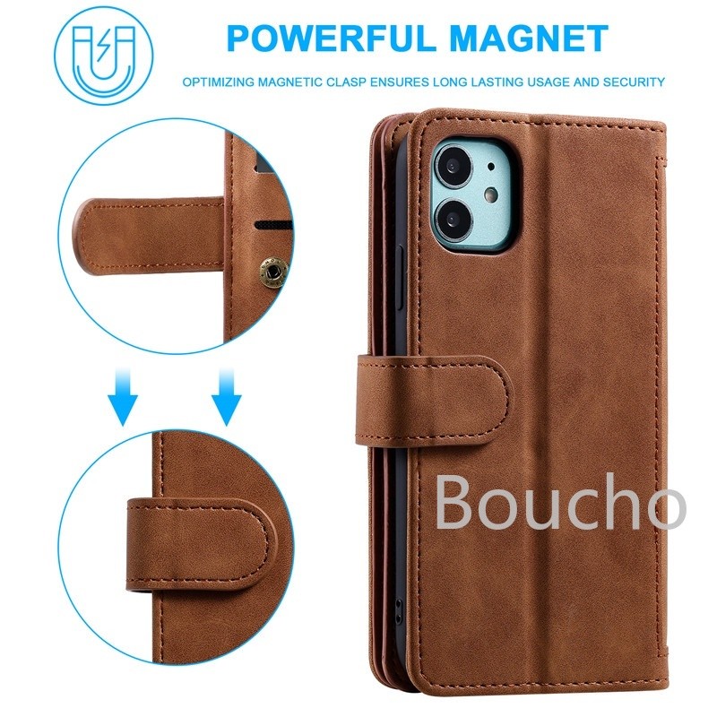 Dành Cho Xiaomi Redmi Note 14 13 12 11 11S 10 10S 9 9S 8 Pro Plus 14C 13C 4G 5G ID Tiền Mặt Khe Cắm Thẻ Tín Dụng Giá Đỡ Folio Flip Da PU Vỏ Cứng Từ Tính Có Dây Đeo