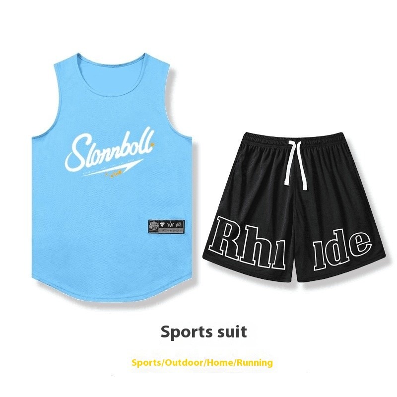ThaliaWisp Nam Chạy Bộ Thể Thao In Áo Không Tay Tank Top Quần Short Hai Mảnh Bộ Đồ Lưới Khô Nhanh