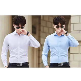 Áo sơ mi  nam tay dài, Áo sơ mi lụa đen trơn form rộng mềm mát mịn đi học đi làm S01