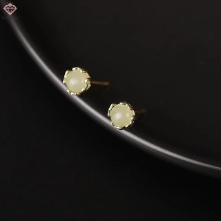 [Pcwfkef] Phong Cách Trung Hoa Retro Giả Ngọc Bông Tai Nhỏ Dành Cho Nữ Tinh Tế Màu Xanh Tròn Hạt Bông Tai Trang Sức Thanh Lịch Quà Tặng Mới
