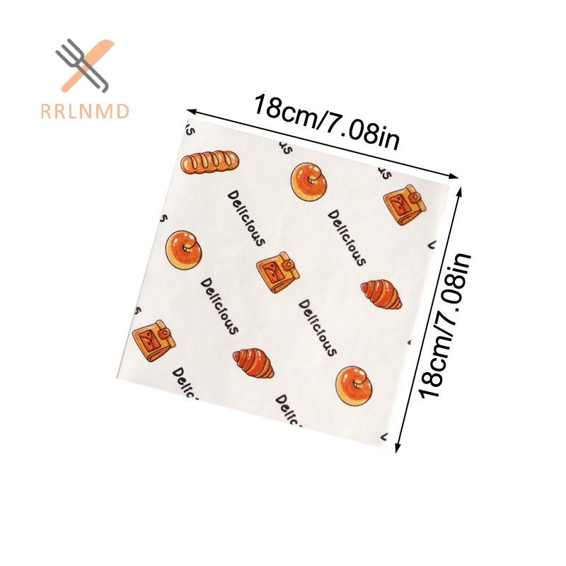 Rrlnmd 100 Tấm Giấy Sáp Deli Cho Giỏ Thực Phẩm Lót Bánh Phong Cách In Giấy Deli Chống Mỡ Để Gói Bánh Mì Burger MỚI