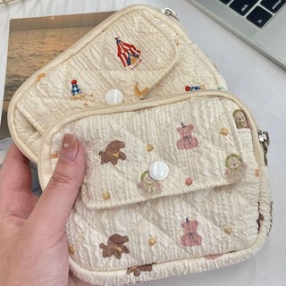 [Vận chuyển nhanh] Túi lưu trữ chăn bông dễ thương THEHOMECO, Ví đựng tiền xu chìa khóa đa chức năng Ví đựng tiền xu hoa hoạt hình, Túi đựng thẻ đựng thẻ ID có chăn bông di động