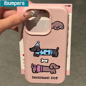 ibumpers Ốp Lưng iPhone Dễ Thương Hoạt Hình Con Chó Họa Tiết Da Hồng Ốp Điện Thoại Dày Dặn Silicon Mềm Chống Sốc Chống Bẩn Cho Iphone 16 15 14 12 13 11 Pro Max IP 7 8 Plus X XS XR
