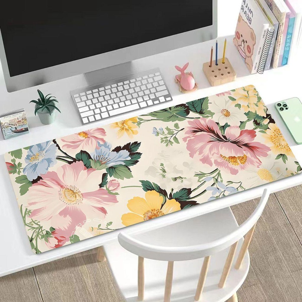 Miếng Lót Chuột Mở Rộng Hoa Hồng Lãng Mạn Hoa Đẹp Văn Phòng Cực Lớn Dày Bàn Phím Máy Tính Để Bàn Thảm Cao Su Cho Người Lớn Trang Trí Bàn