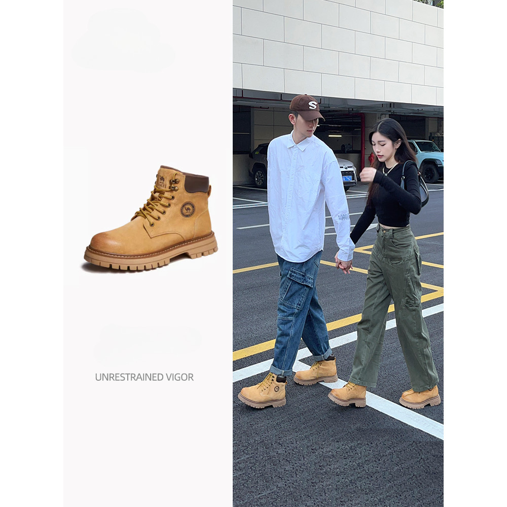 Ảnh CAMEL CROWN Martin Boots Nam Thu Đông Plus Nhung Giày bốt màu vàng Giày đi làm ngoài trời 4