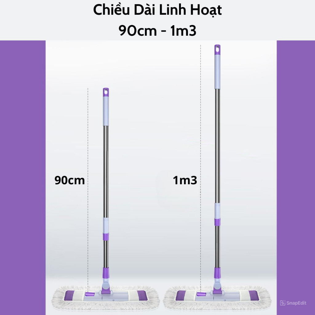 Chổi Lau Công Nghiệp, cây lau nhà cỡ lớn lau khô, nhanh sạch chất liệu inox cao cấp xoay 360 độ