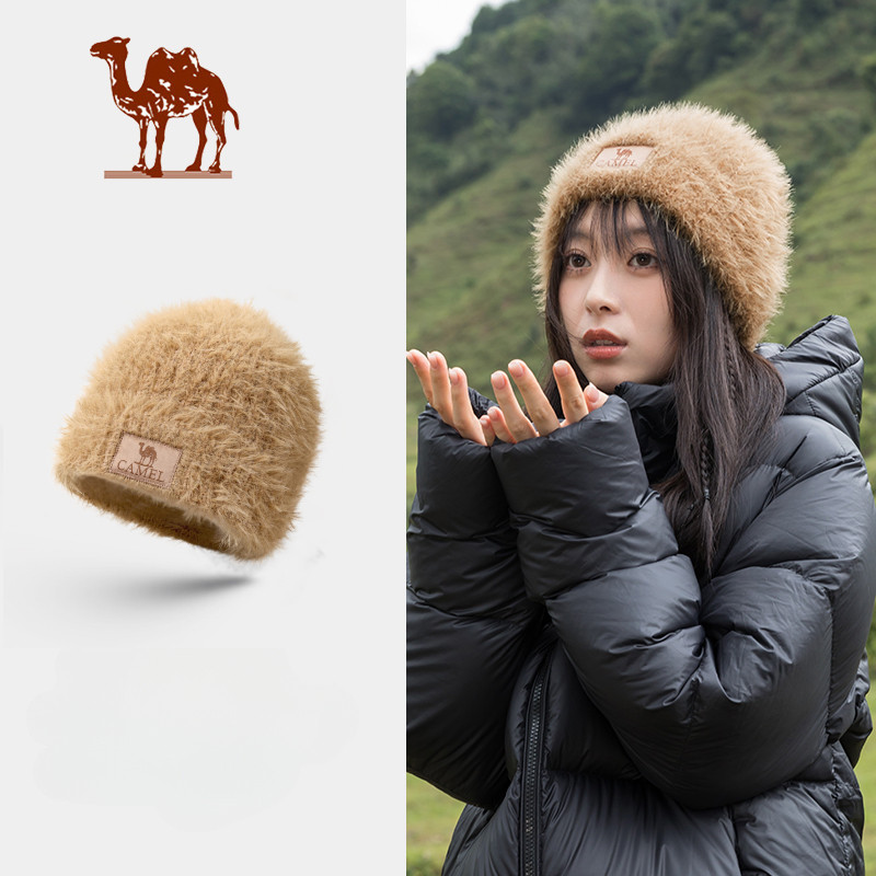 Ảnh Camel CROWN Lông Dệt Kim Mũ Nữ Giả Lông chồn Chống Lạnh Bịt Tai Dày Mũ Ấm Áp 1