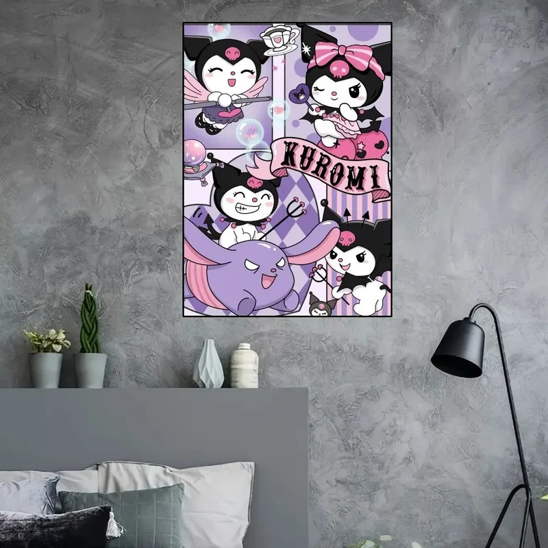Kuromi Kawaii Dễ Thương Poster Trang Trí Phòng Nhà Nghệ Thuật Thẩm Mỹ Tranh Dán Tường Tranh canvas