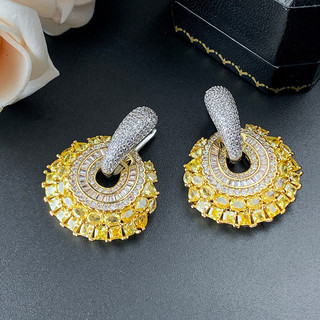 Châu Âu Mỹ ins Phong Cách Mới Hoa Zirconium Nhiều Màu Sắc Bông Tai Hai Cánh Nữ