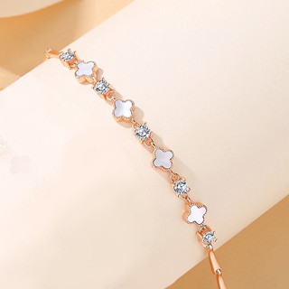 S925 Bạc Cỏ Ba Lá Mã Não Bốn Vòng Tay Cỏ Cho Nữ Vòng Tay Bạc Sang Trọng Nhẹ Tay Quà Tặng Sinh Nhật Cho Nữ S80