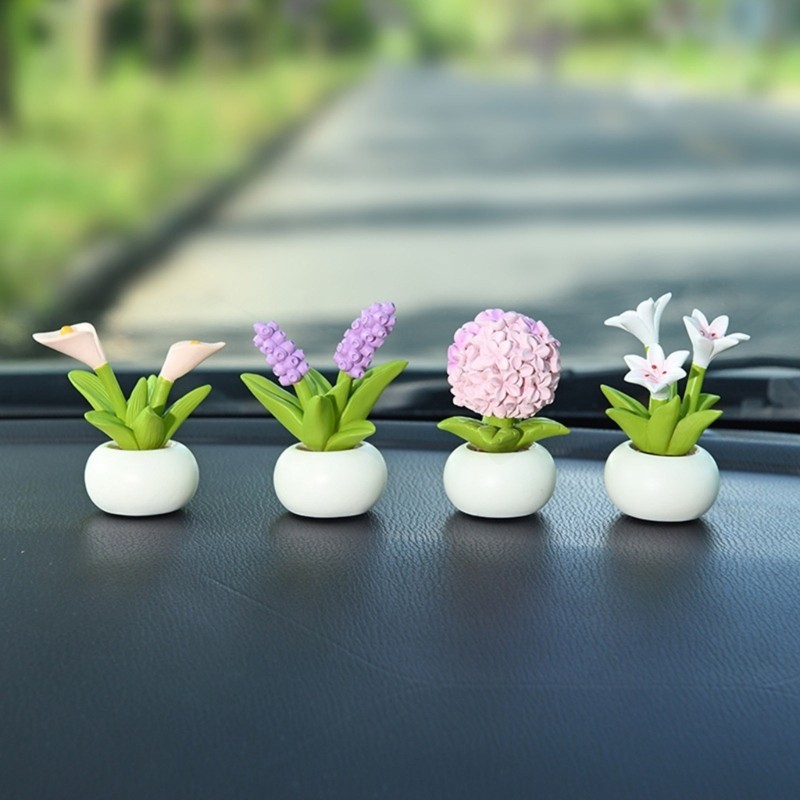 Exhila Nhựa Chậu Hoa Hộp Đựng Thực Vật Các Bức Tượng Trang Trí Cho Kệ Sách Máy Tính Để Bàn Ô Tô