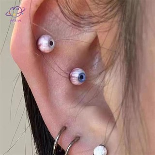 HFTOY Strange Quirky Bông tai tinh tế Gothic Thiết kế độc đáo Bloodshot Nhãn cầu xương tai Bông tai giác quan cao cấp phóng đại ~