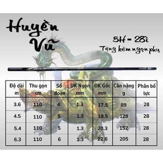 Cần Câu Đài Huyền Vũ 5H - 28i Chuyên Rô Riếc Chép Chịu Tải Cao Bo Dòng Giữ Cá Tốt