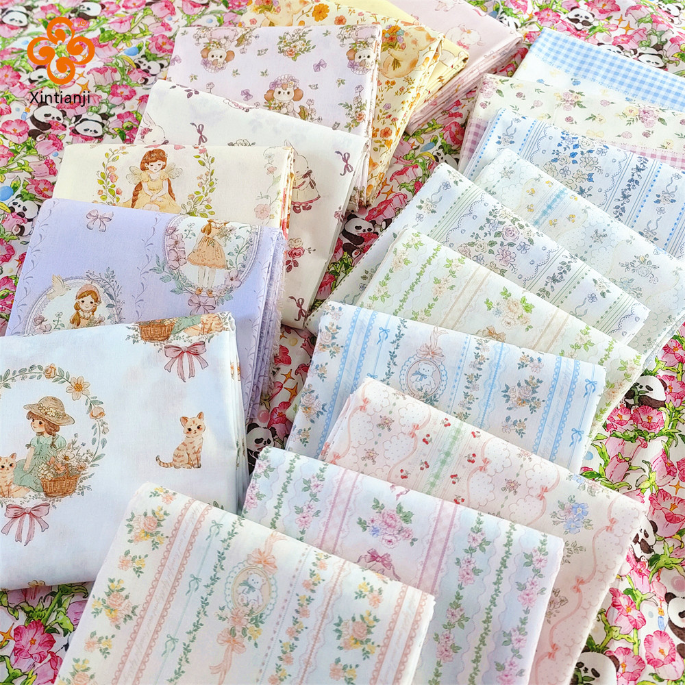 Hoạt Hình Cotton Nguyên Chất 40S Hoa Nhánh Sân Chủ Đề Lớp Một Dệt Trơn Thân Thiện Với Da Quần Áo Váy Ngủ Handmade Tự Làm Vải Cho Bé TJ5839