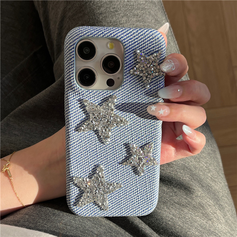 Ốp điện thoại PU materia họa tiết ngôi sao năm cánh cho iphone 17 16 pro max 15 pro max