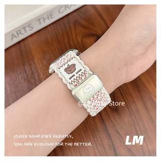 Dây Đeo Cho Apple Watch S10 S9 S8 S7 S6 iWatch Ultra2 4 5 SE Từ Hút Nylon Mềm Chất Lượng Tốt Gấu Dopamine