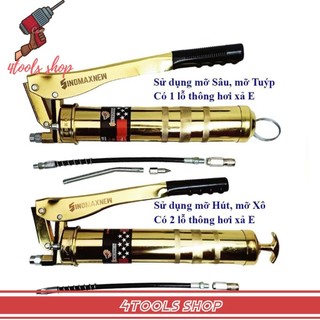 Bơm mỡ bò cầm tay 900cc 2 xilanh siêu khoẻ Sinomax , bơm mỡ sử dụng mỡ nhồi và mỡ sâu