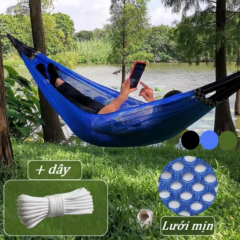 Võng Lưới Xếp,Võng Lưới,Võng gấp cao cấp,Võng Lưới Du Lịch Dã Ngoại,Tải Trọng 250kg,Với dây thừng