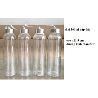 Chai thủy tinh đựng nước, bình thủy tinh đựng nước, chai đựng nước ép, detox 500ml