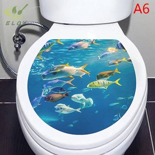 [ELOY] Nhiều kiểu dáng dưới biển Họa tiết động vật Miếng dán nắp bồn cầu Trang trí phòng tắm Phòng tắm Có thể tháo rời Paing Bức tranh tường Nắp bồn cầu VN