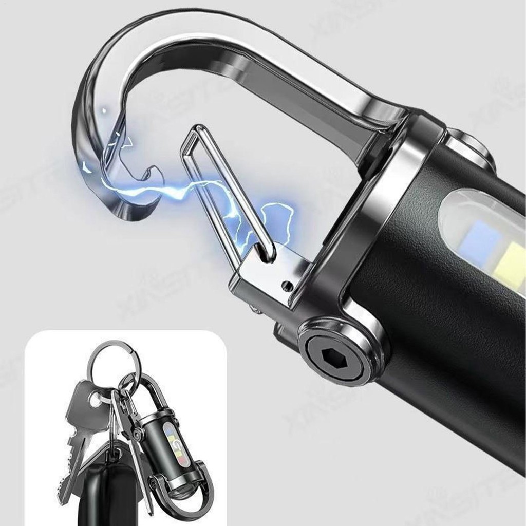 Mini Móc Khóa Đèn Pin Móc Khóa Đèn Pin Mạnh Mẽ Di Động Chống Nước Đèn LED Dành Cho Đi Bộ Đường Dài Làm Việc Ban Đêm Sinh Tồn